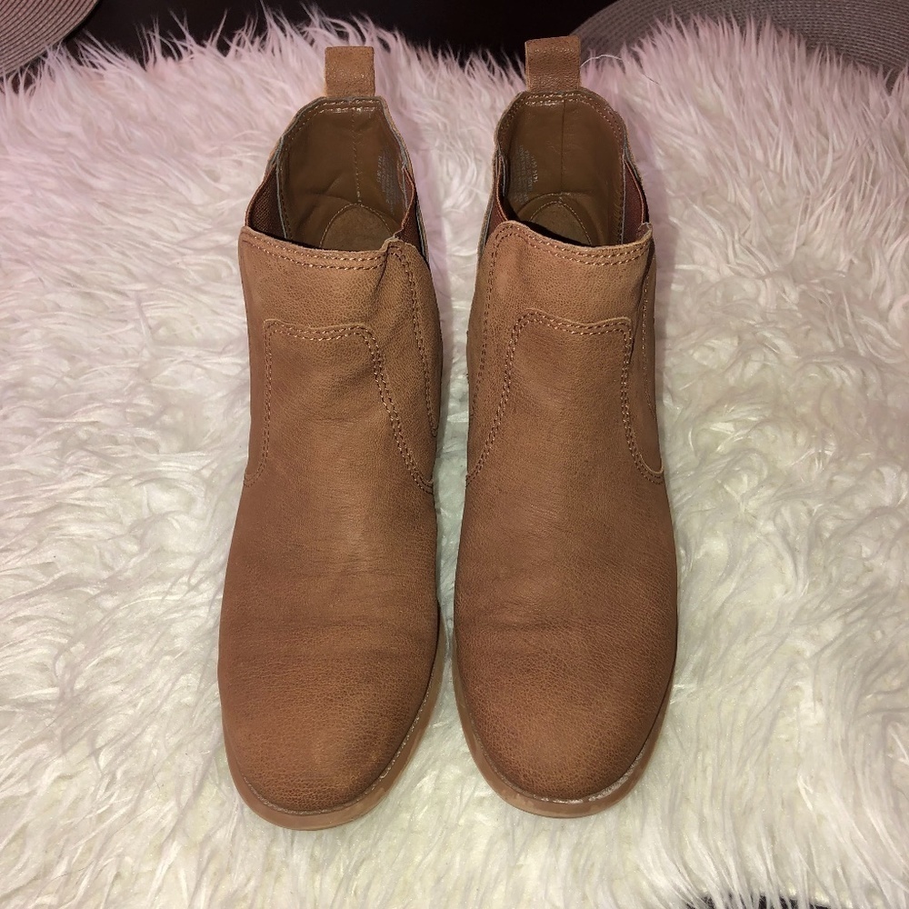 NINE WEST Jupiter Cognac Nubuck Leather Ankle Chelsea Boots Sz 6.5 M